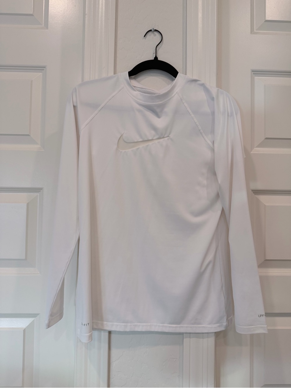 Nike White Long Sleeve Athletic Dri-FIT Top